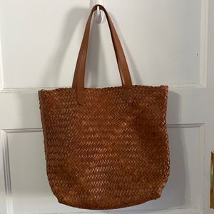 Madewell Woven Leather Medium Transport Tote - no leather crossbody strap